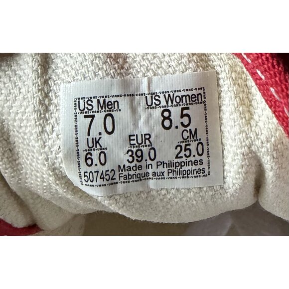 Vans Old Skool Checkerboard Women Size 8.5 Red White Athletic Shoes Sneakers - Picture 8 of 9